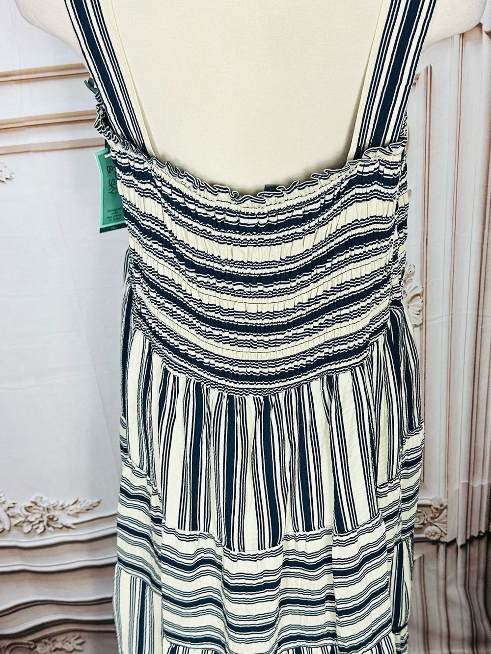 Terra & Sky Navy and White Striped Maxi with Red Bow Belt - Picture 5 of 11